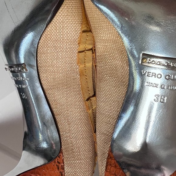 Beautiful DOLCE & GABANNA Women's Yellow & Orange Kitten Heel Shoe Size 38 - Picture 5 of 7